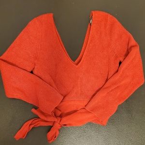 V neck cropped sweater